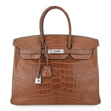 Load image into Gallery viewer, Diamond Birkin 35 Bag Fauve Barenia Matte Alligator Rare