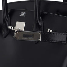 Load image into Gallery viewer, Birkin 30 Black Box Leather Bag Palladium Hardware