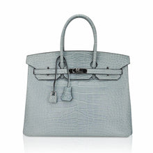 Load image into Gallery viewer, Limited Edition Birkin 35 Bag Ciel Matte Alligator with Palladium Hardware