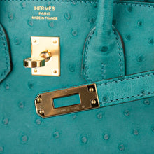 Load image into Gallery viewer, Birkin 25 Bag Vert Verone Ostrich Gold Hardware
