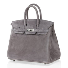 Load image into Gallery viewer, Birkin 25 Bag Gris Fume Doblis Suede with Palladium Hardware
