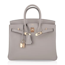 Load image into Gallery viewer, Birkin 25 Bag Gris Asphalte Novillo Leather Gold Hardware