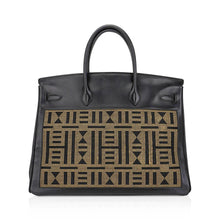Load image into Gallery viewer, Limited Edition Vintage Horizons Birkin 40 Black Box Leather with Gold Embroidered Toile