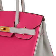 Load image into Gallery viewer, Special Order HSS Birkin 30 Bag Rose Shocking &amp; Gris Perle Chevre Leather with Brushed Gold Hardware