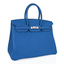 Load image into Gallery viewer, Birkin 35 Bag Rich Blue Izmir Clemence Palladium