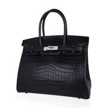 Load image into Gallery viewer, Birkin HSS 30 Matte Porosus Crocodile Black / Rose Pourpre Bag