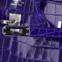 Load image into Gallery viewer, Birkin 25 Bag Blue Electric Crocodile Vivid Jewel Palladium Hardware