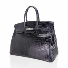 Load image into Gallery viewer, Birkin 35 Bag Blue Marine Porosus Crocodile with Palladium Hardware