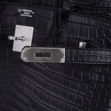 Load image into Gallery viewer, Birkin HSS 30 Matte Porosus Crocodile Black / Rose Pourpre Bag