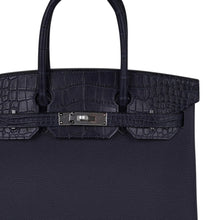 Load image into Gallery viewer, Birkin 30 Touch Blue Indigo Matte Alligator Bag Palladium Hardware