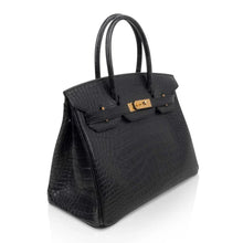 Load image into Gallery viewer, Birkin 30 Bag Black Matte Alligator Gold Hardware
