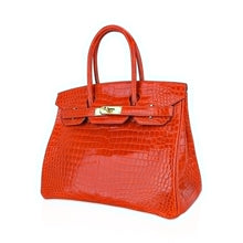 Load image into Gallery viewer, Birkin 30 Bag Orange Poppy Porosus Crocodile with Gold Hardware