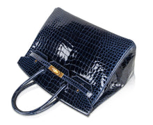 Load image into Gallery viewer, Birkin 35 Bag Blue Sapphire Porosus Crocodile Gold Hardware New