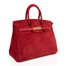 Load image into Gallery viewer, Birkin 25 Doblis Bag Rouge Vif Suede Gold Hardware