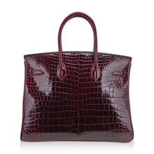 Load image into Gallery viewer, Birkin 35 Bag Bordeaux Porosus Crocodile with Gold Hardware