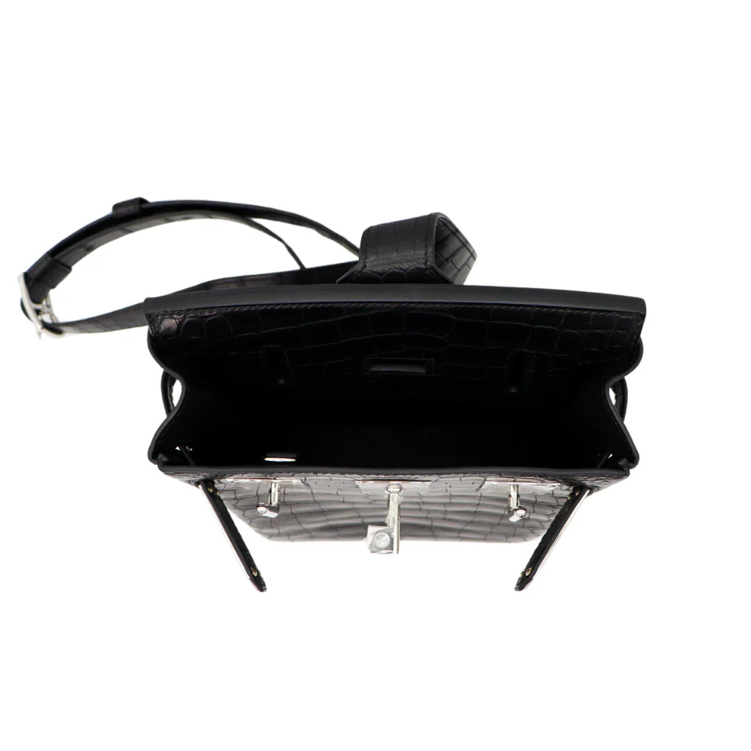 Backpack Black Matte Alligator Palladium Hardware