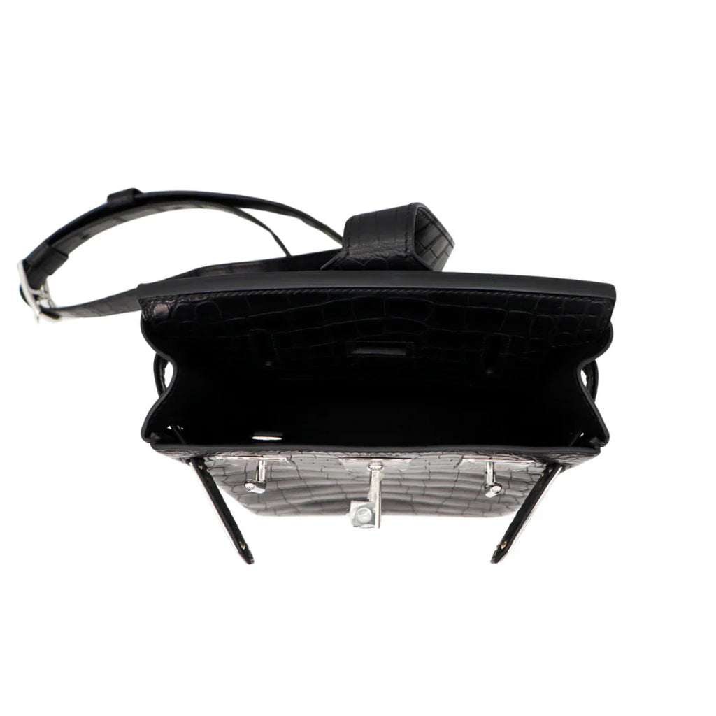 Backpack Black Matte Alligator Palladium Hardware