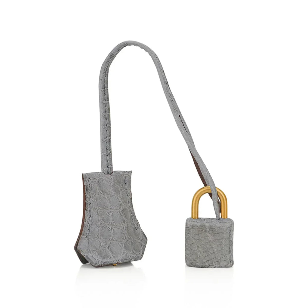 Special Order HSS Birkin 25 Bag in Matte Alligator Vanille and Gris Pearl Alligator with Brushed Gold Hardware