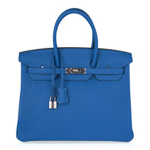 Load image into Gallery viewer, Birkin 35 Bag Rich Blue Izmir Clemence Palladium
