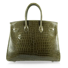 Load image into Gallery viewer, Birkin 35 Bag Vert Veronese Porosus Crocodile Palladium Hardware