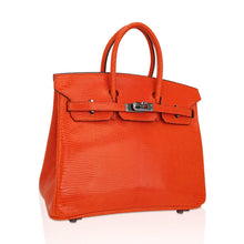 Load image into Gallery viewer, Birkin 25 Bag Orange Tangerine Lizard with Ruthenium Hardware