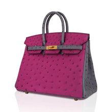 Load image into Gallery viewer, Birkin HSS 25 Bag Rose Pourpre and Gris Agate Ostrich with Gold Hardware