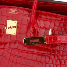 Load image into Gallery viewer, Birkin 35 Bag Braise Porosus Crocodile with Gold Hardware