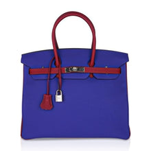 Load image into Gallery viewer, Special Order HSS Birkin 35 Bag Blue Electric &amp; Rouge Granat Togo Leather with Palladium Hardware