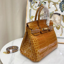 Load image into Gallery viewer, Birkin Shiny Niloticus Crocodile Cowhide Leather Gold Hardware