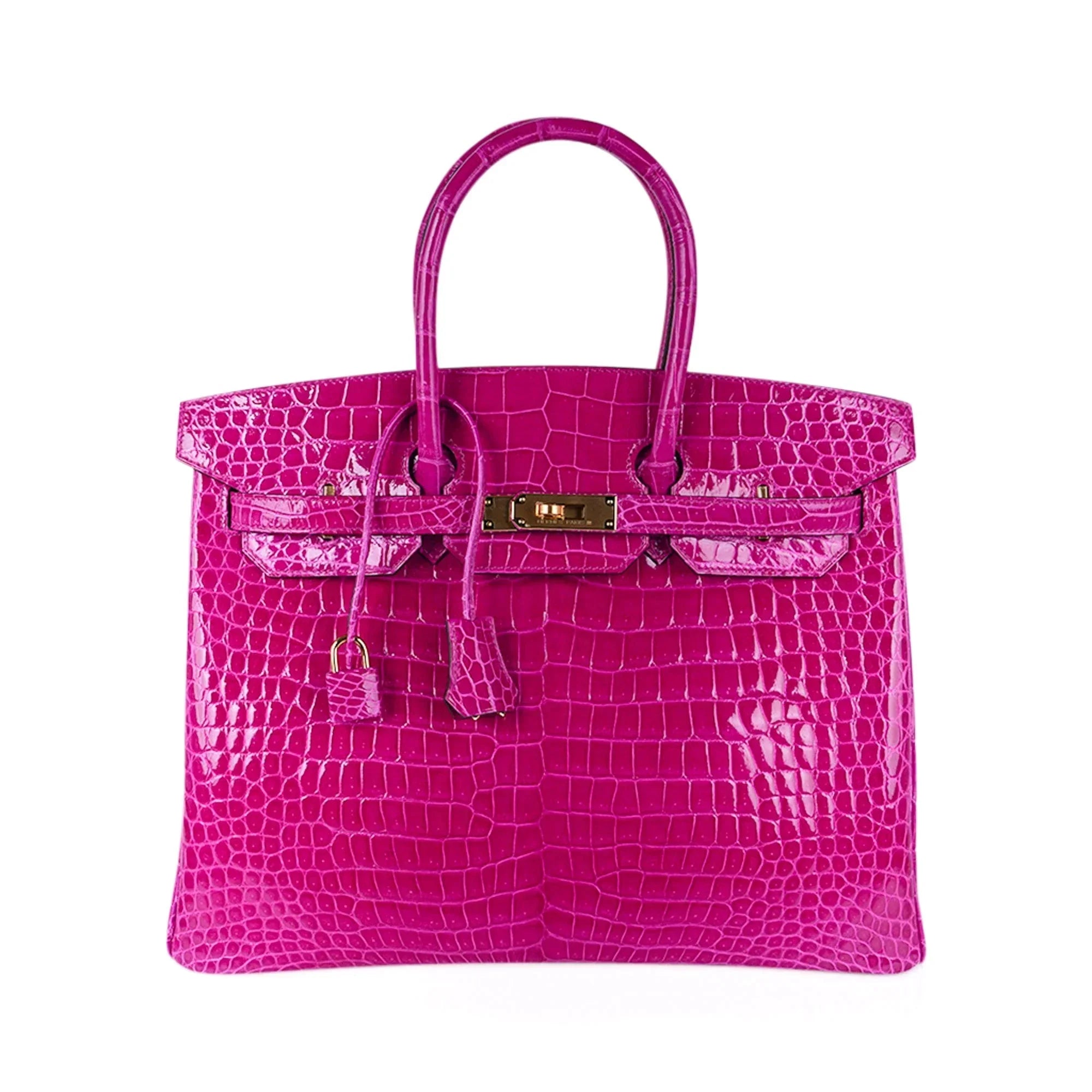 Birkin 35 Rose Scheherazade Porosus Crocodile Bag Gold Hardware