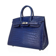 Load image into Gallery viewer, Limited Edition Birkin 25 Bag Sellier Indigo Aizome Porosus Crocodile with Palladium Hardware