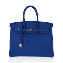 Load image into Gallery viewer, Birkin 35 Bag Blue de France Togo Leather with Palladium Hardware