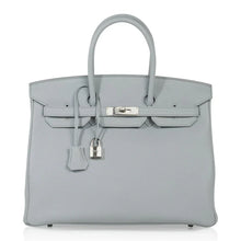 Load image into Gallery viewer, Birkin 35 Bag Blue Bleu Pale Togo Palladium Hardware