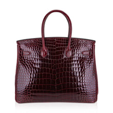 Load image into Gallery viewer, Birkin 35 Bag Bordeaux Porosus Crocodile with Palladium Hardware