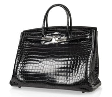 Load image into Gallery viewer, Birkin 40 Bag Black Porosus Crocodile Palladium