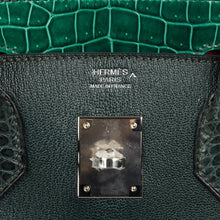 Load image into Gallery viewer, Limited Edition Birkin 30 Bag Patchwork Emerald Green Crocodile &amp; Six Skins