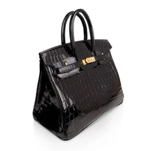 Load image into Gallery viewer, Birkin 25 Bag Black Crocodile Lisse Gold Hardware