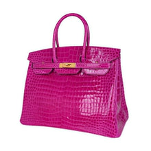 Load image into Gallery viewer, Birkin 35 Rose Scheherazade Porosus Crocodile Bag Gold Hardware