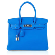 Load image into Gallery viewer, Verso Birkin 30 Bag Blue Zanzibar &amp; Malachite Togo Leather with Palladium Hardware