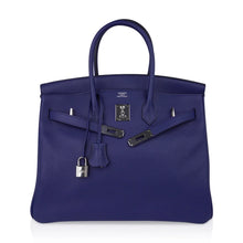 Load image into Gallery viewer, Limited Edition Birkin 35 Bag Blue Sapphire Taurillon Novillo Leather &amp; Toile Sea Surf &amp; Fun