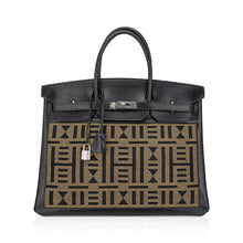 Load image into Gallery viewer, Limited Edition Vintage Horizons Birkin 40 Black Box Leather with Gold Embroidered Toile