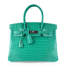 Load image into Gallery viewer, Limited Edition Birkin 30 Bag Vert Jade Porosus Crocodile with Palladium Hardware