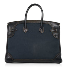 Load image into Gallery viewer, Birkin 35 Ghillies Denim Fonce Toile / Black Evercalf Bag Limited Edition