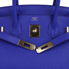 Load image into Gallery viewer, Birkin 30 Bag Blue Electric Clemence Gold Hardware