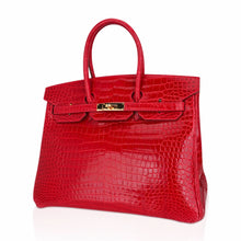 Load image into Gallery viewer, Birkin 35 Bag Braise Porosus Crocodile with Gold Hardware