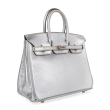Load image into Gallery viewer, Birkin 25 Bag Metallic Silver Chevre with Brushed Palladium Hardware