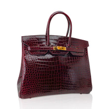 Load image into Gallery viewer, Birkin 35 Bag Bordeaux Porosus Crocodile with Gold Hardware