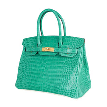 Load image into Gallery viewer, Birkin 30 Bag Jade Porosus Crocodile Gold Hardware