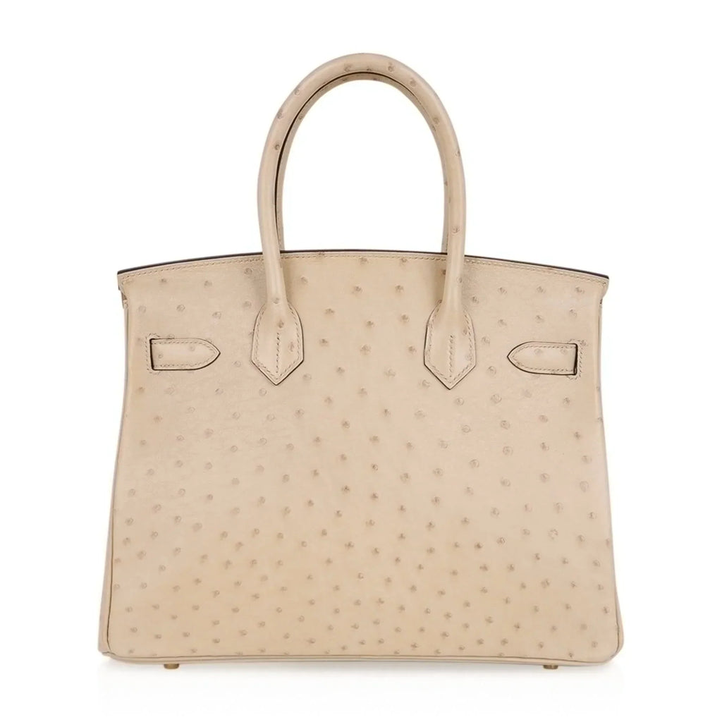 Birkin 30 Bag Ostrich Parchemin Gold Hardware New w/Box