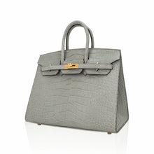 Load image into Gallery viewer, Birkin 25 Bag Gris Ciment Matte Alligator with Gold Hardware